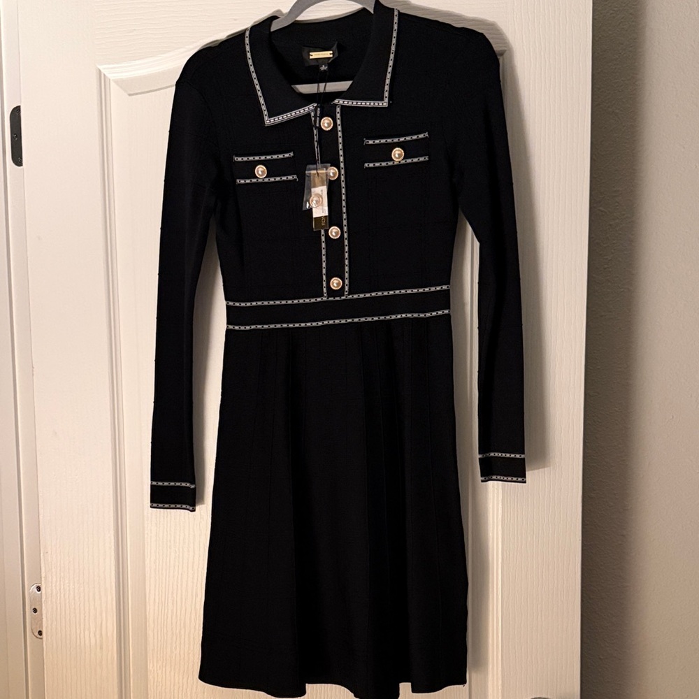 Alexia Admor Black Mini Dress with White Trim